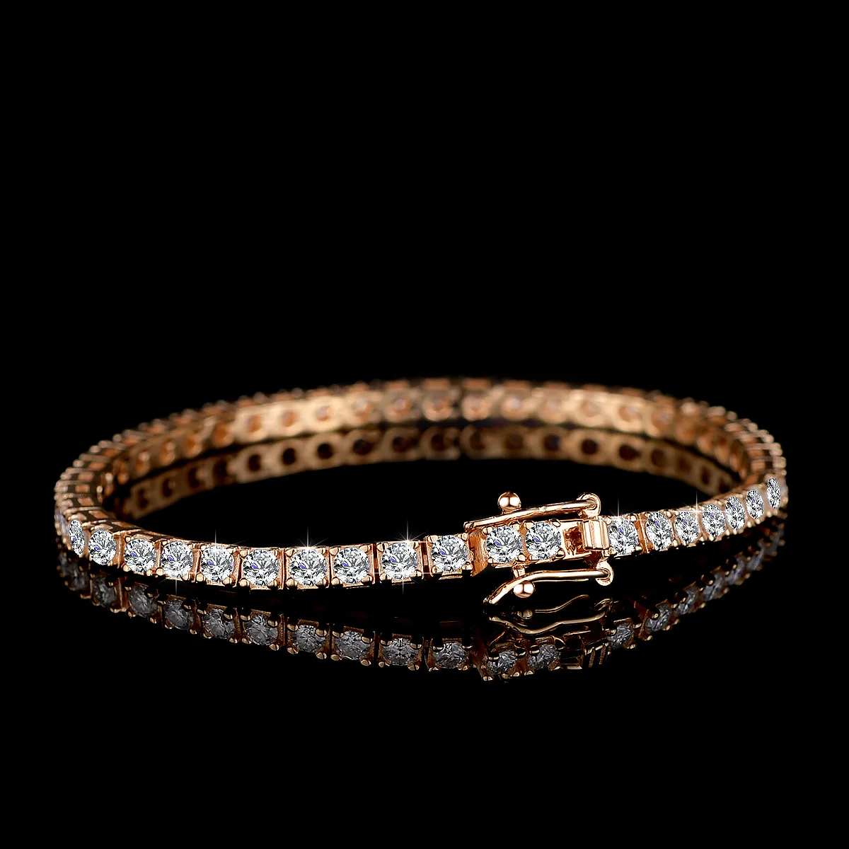 Moissanite Tennis Chain 18K Gold Bracelet for Men and Women 2.5MM Moissanite Handmade Platinum PT950 Diamond Bracelet