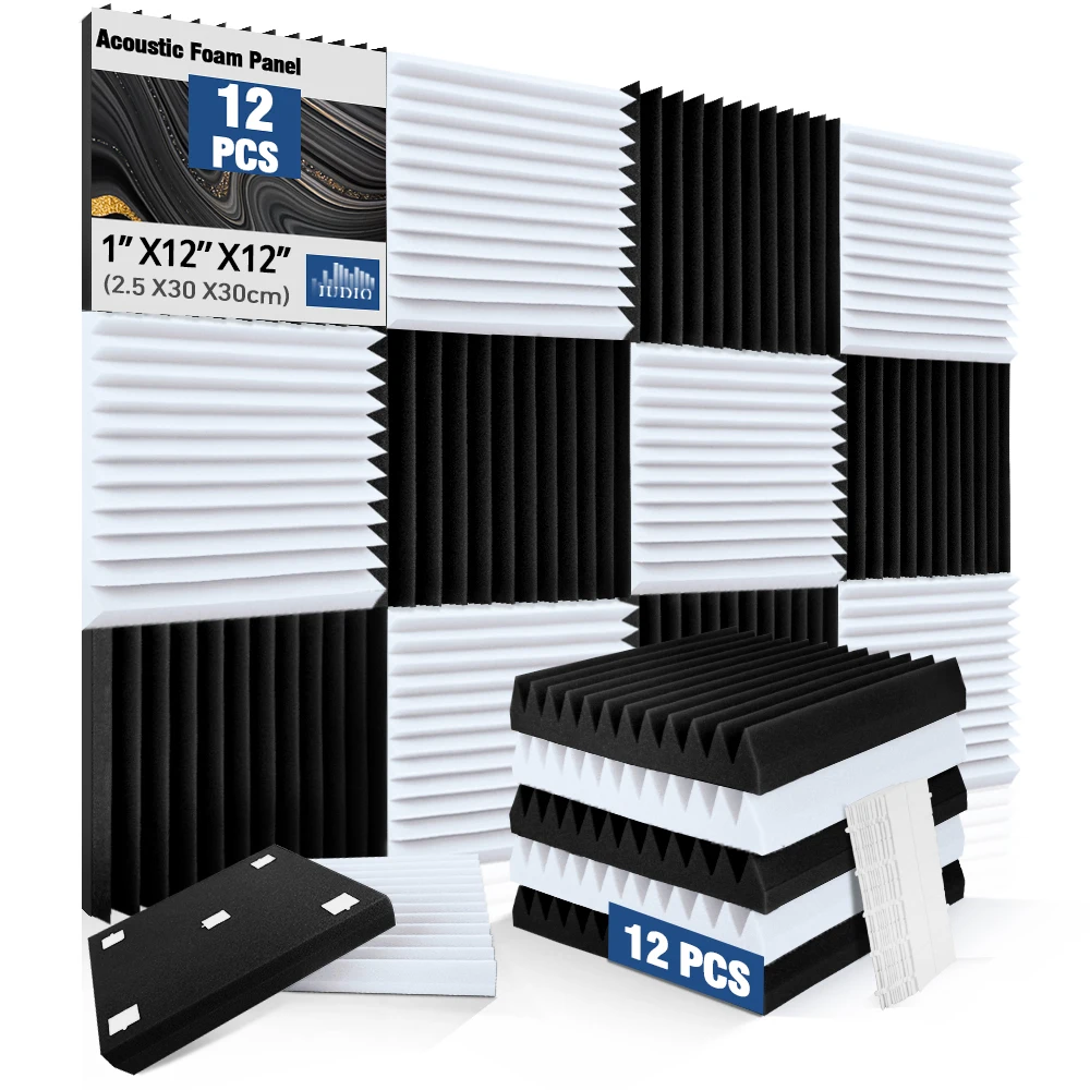 

Настенные панели из акустического пенопласта, набор из 12 предметов, звукопоглощающие панели с треугольной канавкой высокой плотности, шумопоглощающая акустическая пенопластовая стена