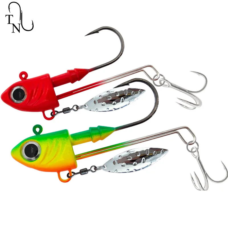 TN68 10G - 40G anzuelo con cabeza de pez VIB Spinner cebos anzuelo de gusano señuelos…