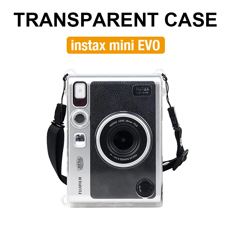 

Instax Mini EVO Transparent Case Crystal Case Camera Protective Case with Strap CAA19