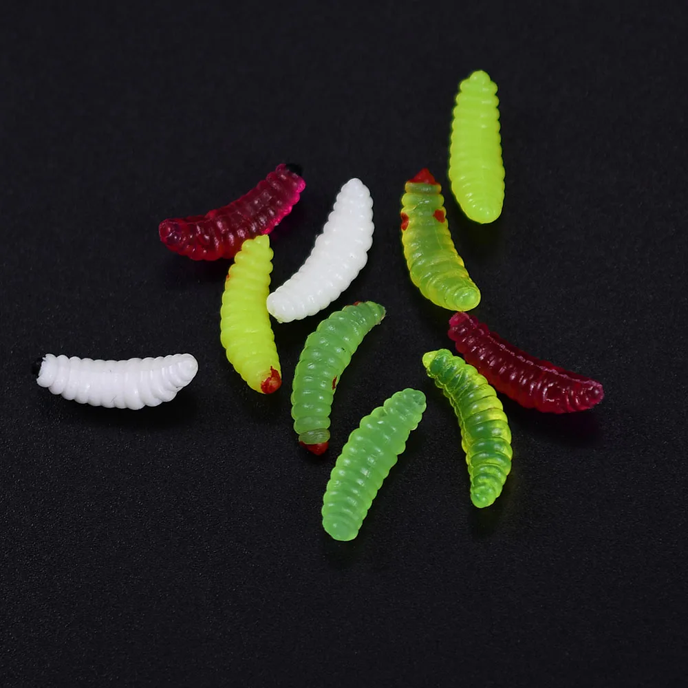 100 قطعة لينة صغيرة يرقة الطعوم 2 سنتيمتر 5 ألوان مختلط الصيد السحر سيليكون بيونيك الخبز دودة إغراء صندوق الصيد سمك السلمون المرقط جثم باس #3