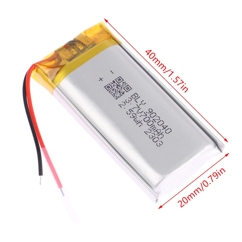 902040 3.7V 700mAh Lithium Polymer LiPo Rechargeable Battery For Mp3 DVD E-book Bluetooth Speaker LED light Beauty Smart Home