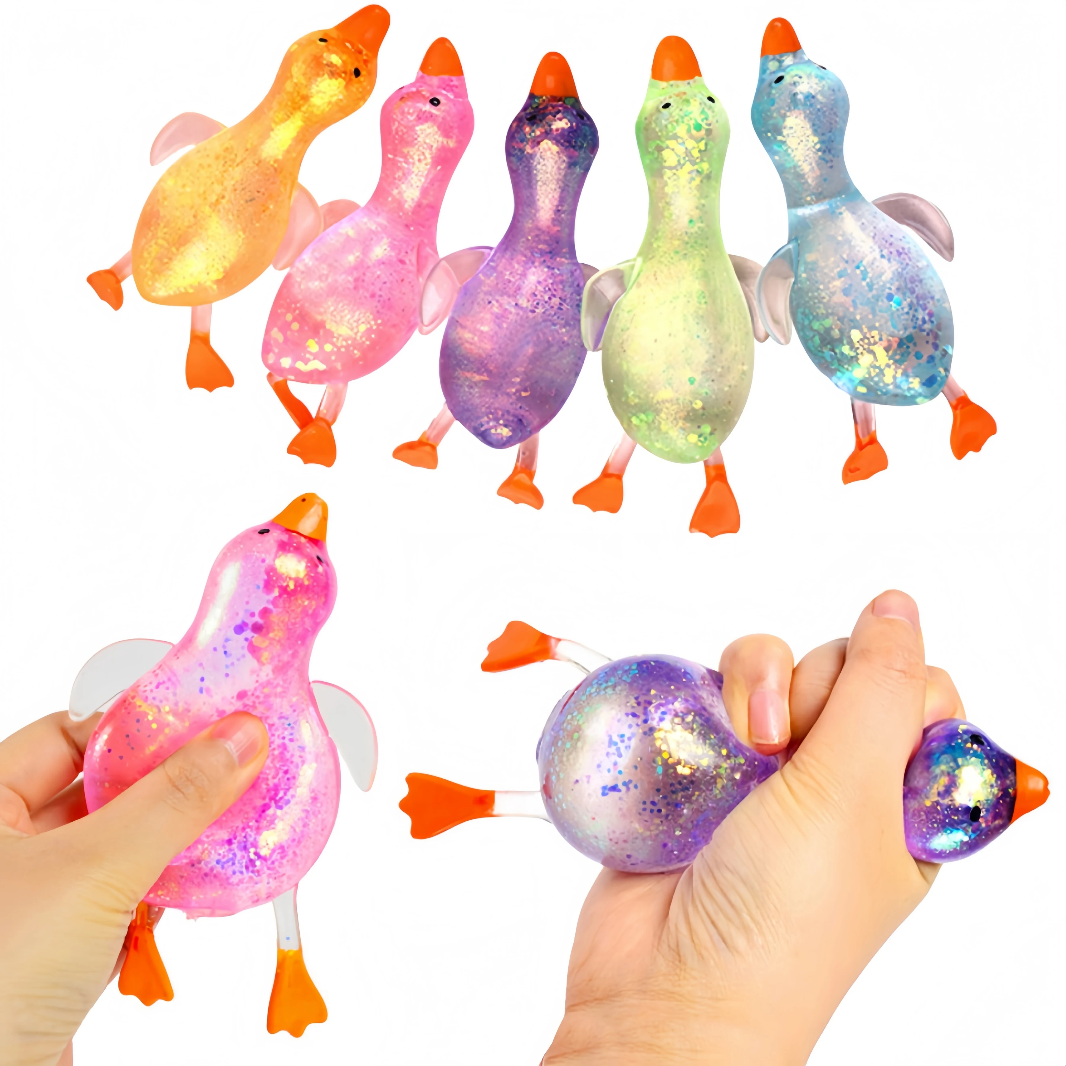 

Squishy Glitter Duck Kids Fidget Toy Animal Sugar Stress Ball Stress Relief Sensory Toy Party Favors Easter Basket Stuffers