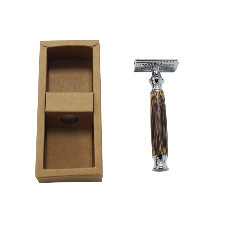 1pc Bamboo Handle  Luxury Safety Blade Razor Shaver Wooden Handle Barber Men's Manual Beard Hair Care Tool