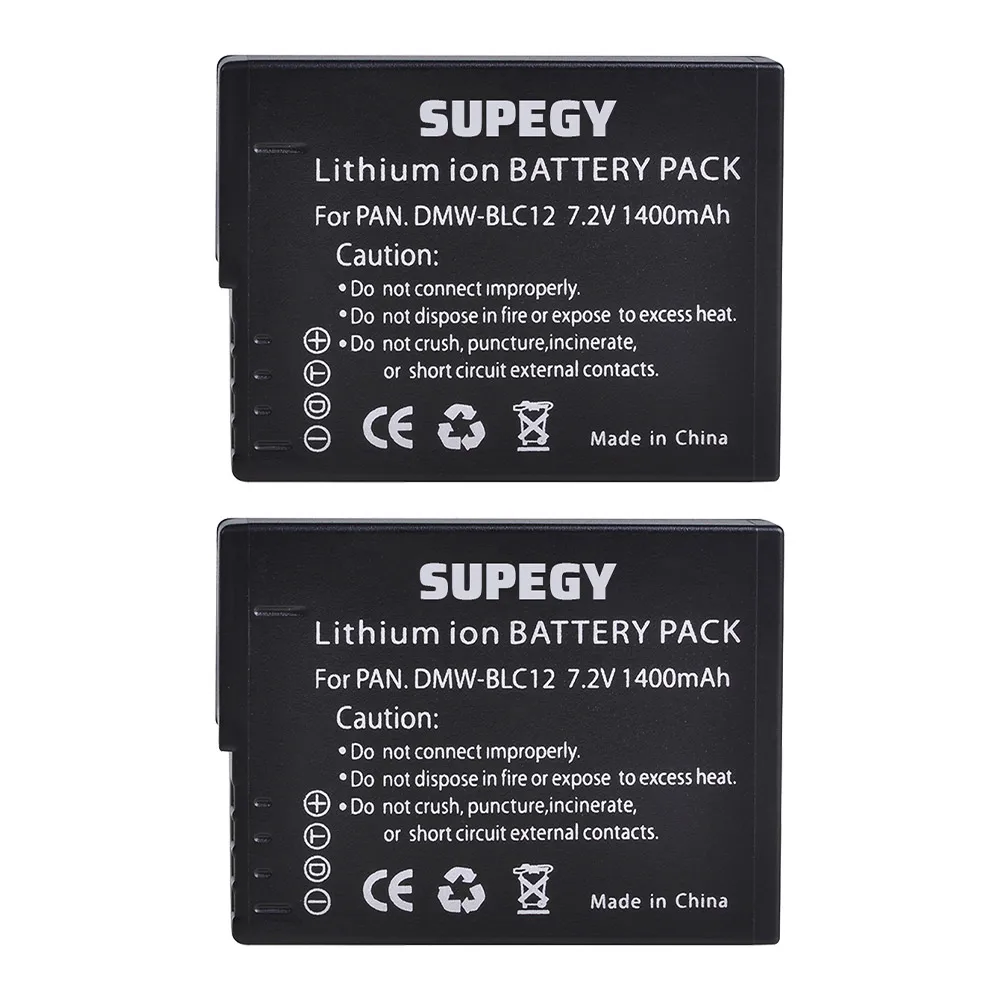2Pcs 1400mAh DMW-BLC12 DMW-BLC12E DMCBLC12 BLC12 Battery&Dual Charger for Panasonic FZ1000, FZ200, FZ300, G5, G6, G7,GH2,DMC-GX8