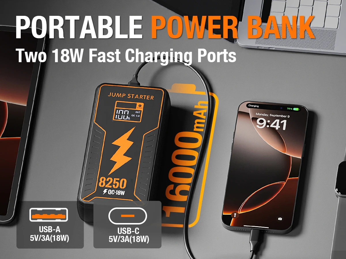 Heavy-duty 12v 3400A 16000mAh multi-functional portable power bank battery
