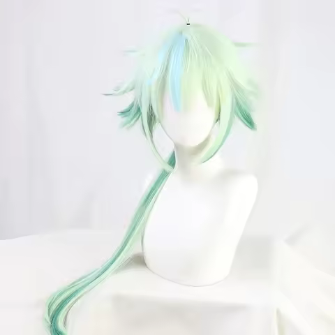 Anime Genshin Impact Sucrose Cosplay Wig Long Straight Mixed Green Light Mint Heat Resistant Synthetic Cosplay Wigs