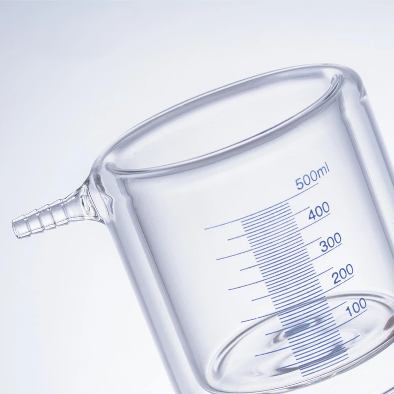 1 piece jacketed double-layer glass beaker photocatalytic reactor with scale 500ml