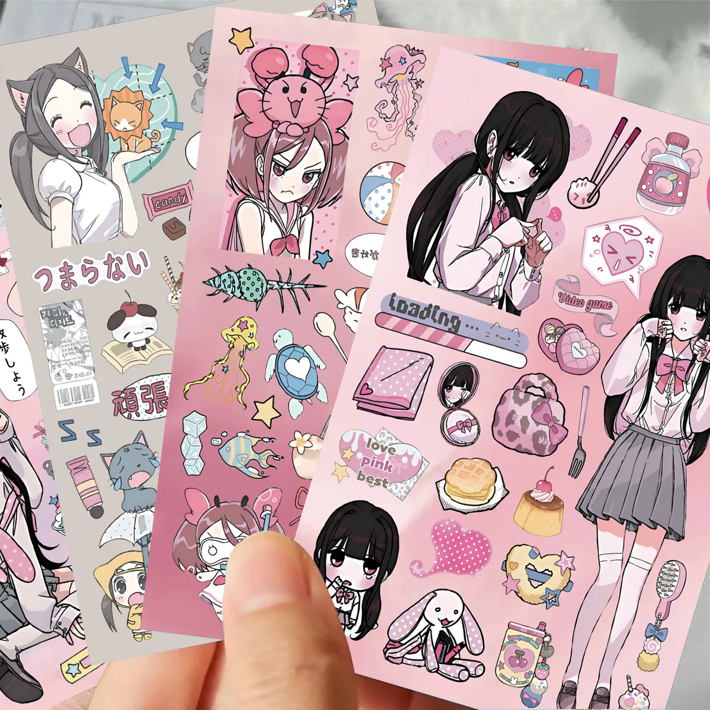 8/16/24 Sheets Cute Anime Girl Graffiti Stickers Sweet Cool Manga Characters DIY Toys for Phone, Bottle, Laptop & Bag Decals