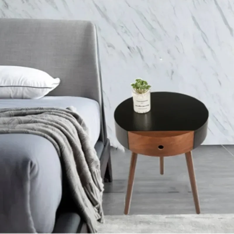 

Italian Minimalist Bedside Table, Round Chest of Drawers, Nordic Industrial Nightstand - Stylish Bedroom Furniture