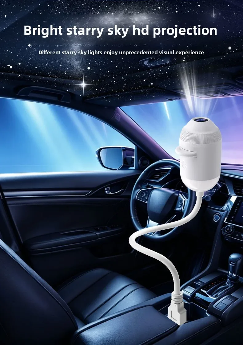 USB-Sternenhimmel-Projektorlicht, Winkelverstellbares Auto-Ambientelicht, Dekoratives Licht für Schlafzimmer, Wohnzimmer und Auto-Innenräume – Detail 5