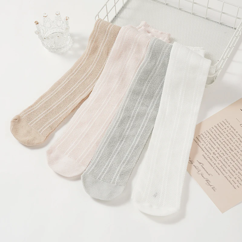 

Children's Socks Girls Summer Ultra-Thin Mesh Breathable Anti-Mosquito Stocking Baby Solid Color Comfortable Over-The-Knee Socks