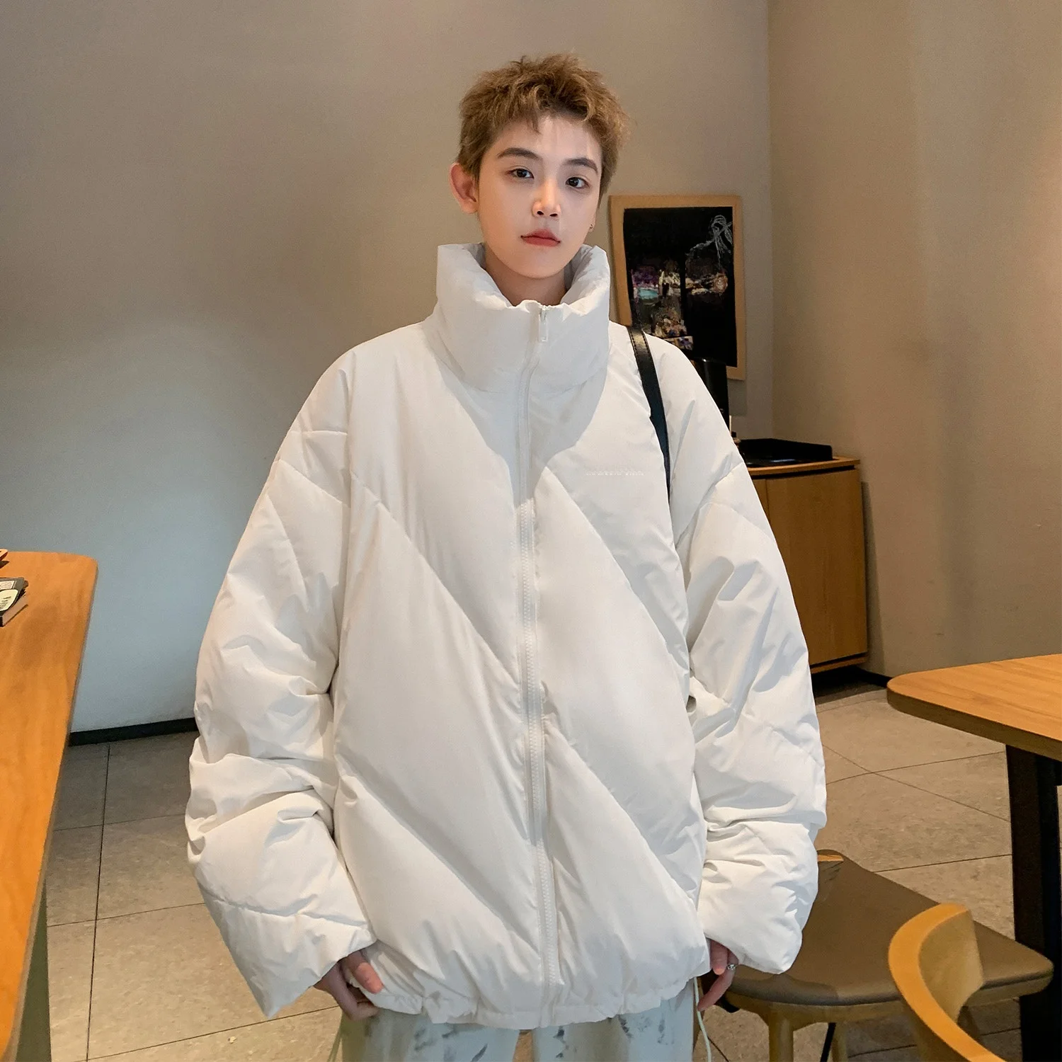 

Легкая утепленная хлопковая куртка для мужчин: зимняя повседневная, в американском стиле, свободного кроя, молодежная, хлопковая верхняя одежда