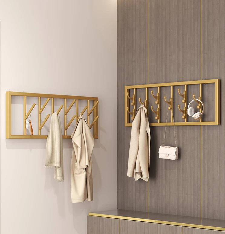 Wall mounted clothes and hats rack, entrance door, no need to drill holes, wall mounted clothes, bedroom hanging row hooks