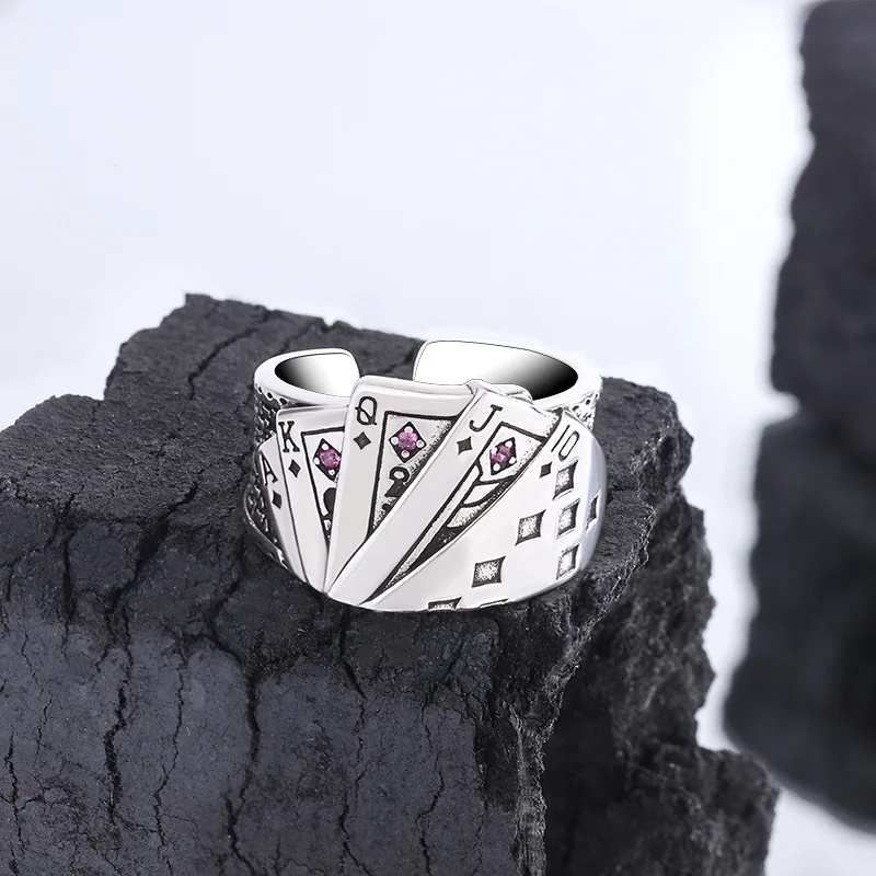 925 Sterling Silver Poker Adjustable Rings For Women Vintage Luxury Fine Jewelry Christmas Offers With