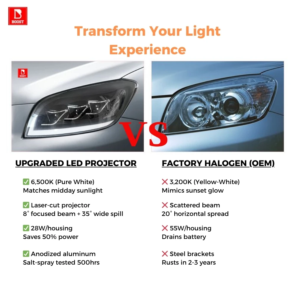 LED Headlight Assembly for Toyota RAV4 2005-2008 Daytime Running Sequential Turn Signal Bi-LED Projector Hi/Lo Beam 6500K
