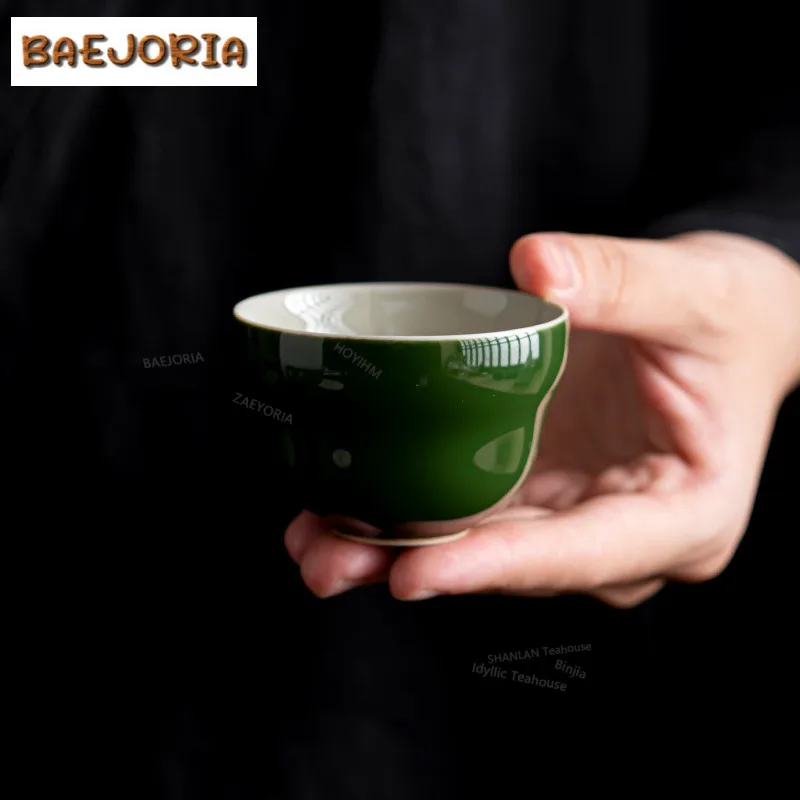 2 Stück/Set Smaragdgrüne Teetasse Ästhetische Teeschale Tee-Verkostungs- und Duftbecher Chazhan Meistertassen Trinkgefäße Dekorationen 50ml