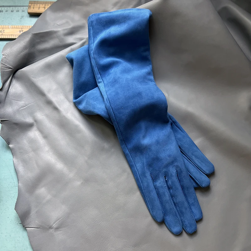 Long leather gloves for women Suede leather party evening Customized real genuine leather long gloves Catwalk shows Photography