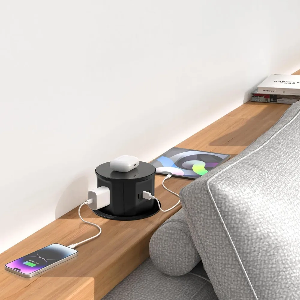 20 Amp Pop Up Countertop Outlet with 15W Wireless Charger,Max 65W Power Delivery,4.75