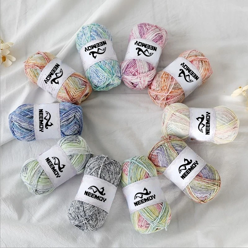 5pc/set 4 Strands of Rainbow Colors Dye Milk Cotton Wool Yarn 40 G/ball Cotton Thread for Hand Crocheting Shawls Bags Toys