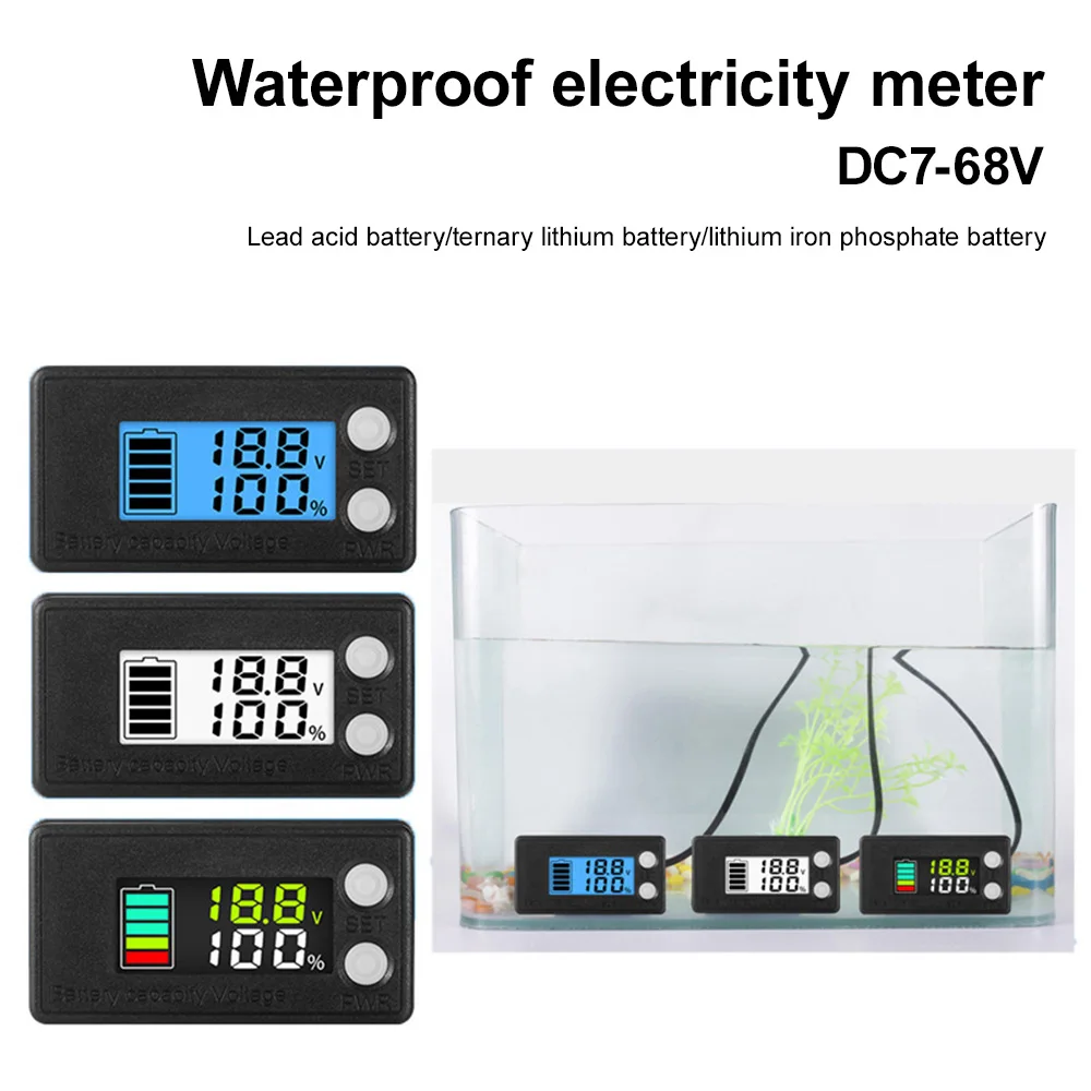 12V 24V 48V Battery Capacity Indicator DC 7V-68V Lead Acid Lithium LiFePO4 Car Motorcycle Voltmeter Voltage Gauge Battery Tester