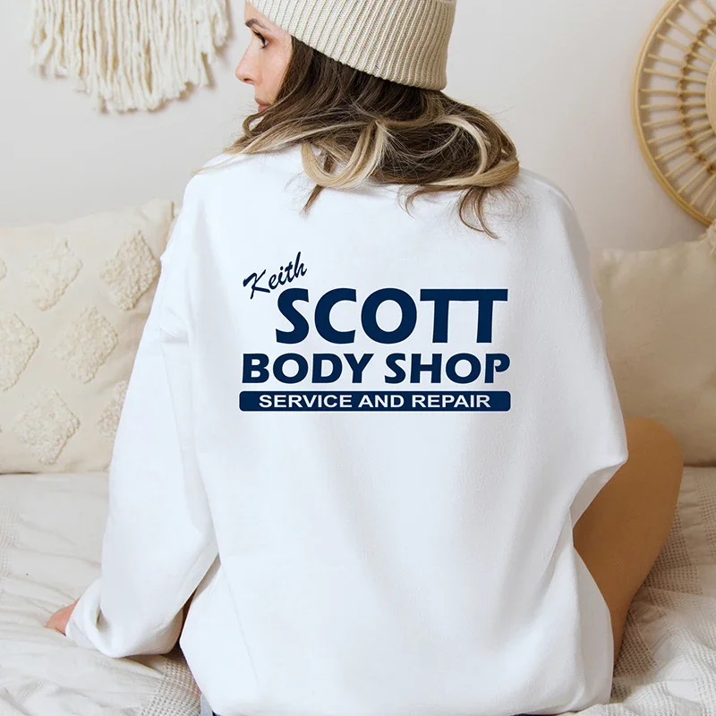 One Tree Hill Back Printed Womens Sweatshirts Cotton Keith Scott Body Shop Graphic Jumpers Long Sleve Winter Clothes Y2k Tops