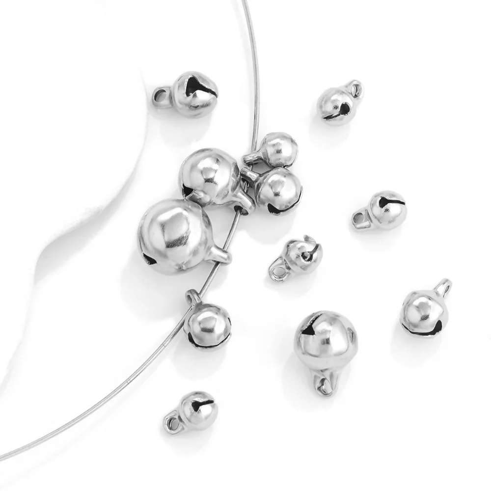 20pcs Stainless Steel Loud Bell Pendant Hanging Christmas Ornaments Decorations Party Charms DIY Jewelry Crafts Wholesale