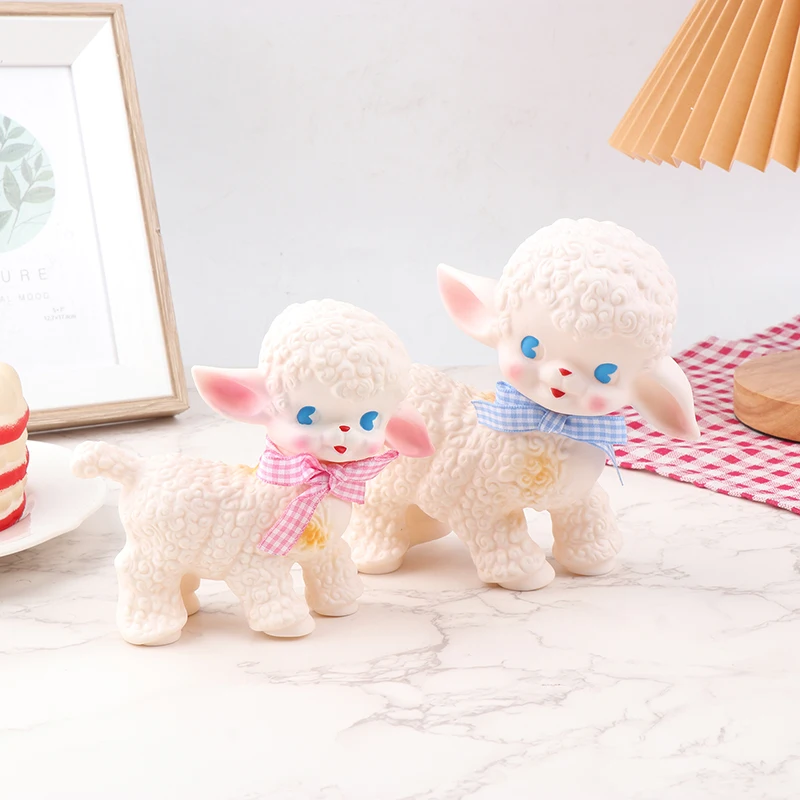 Retro Classic Plastic Sheep Doll Cute Girl Sweetheart Voice Animal Gift Model Lamb Static Desk Room Home Accessories Ornaments