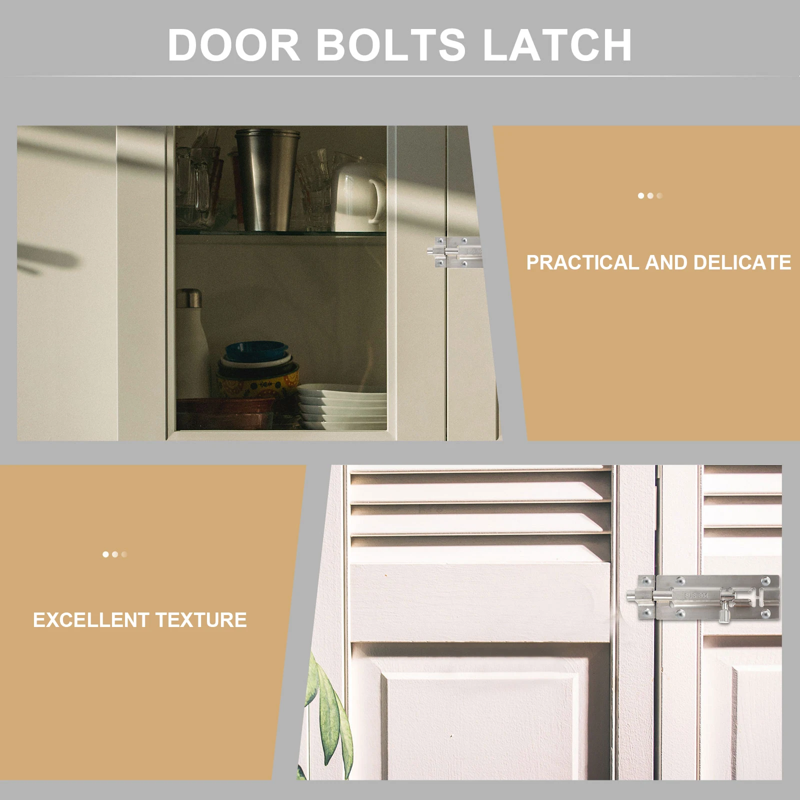 

2 Pcs Stainless Steel Pin Stopper Heavy Duty Door Safety Lock Slide Bolt Latch Gate Furniture Lightweight Compact Anti Theft