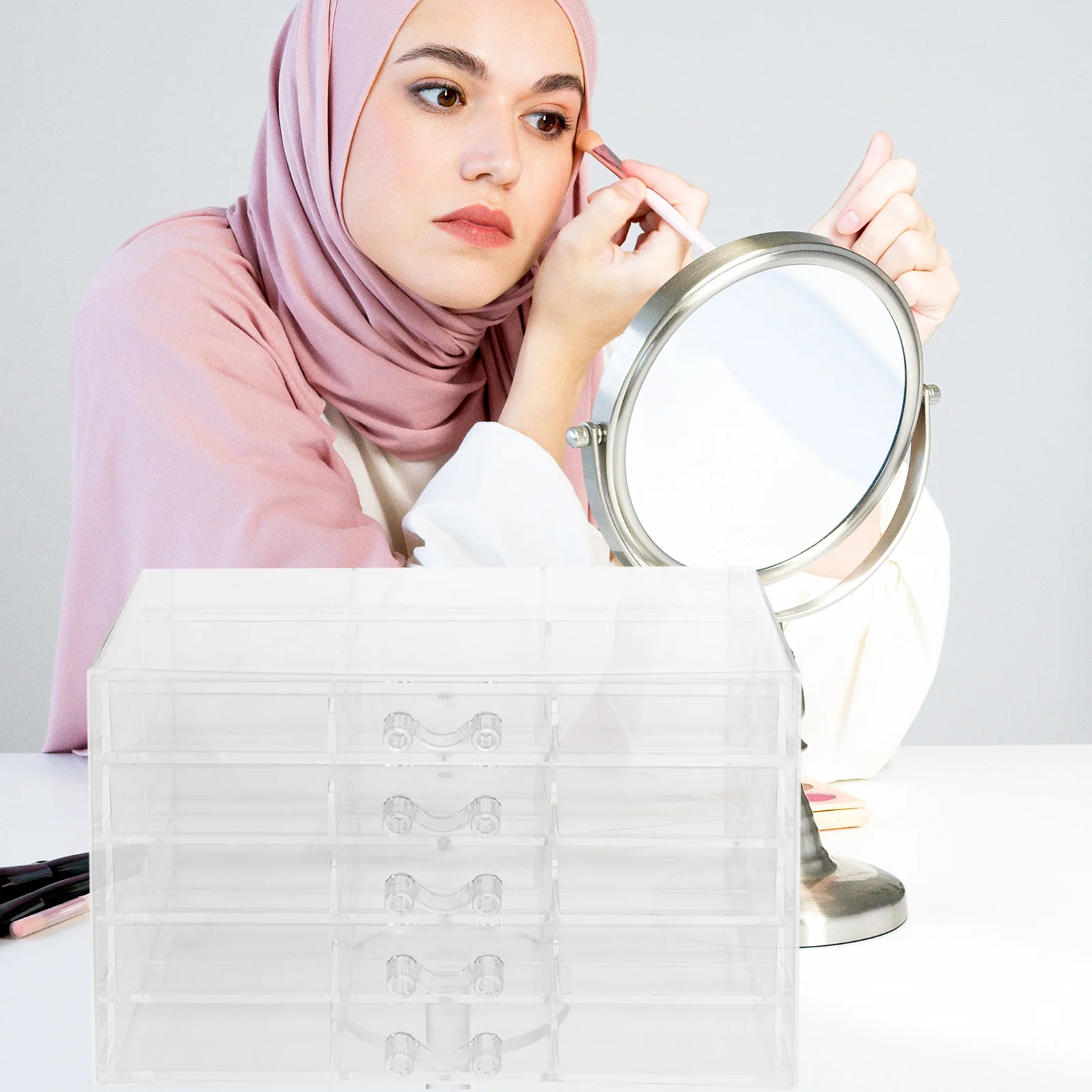 

Clear Acrylic Jewelry Organizer Box 5 Layers Drawers Transparent Jewelry Box Large Capacity Earrings Storage Organizer Nail