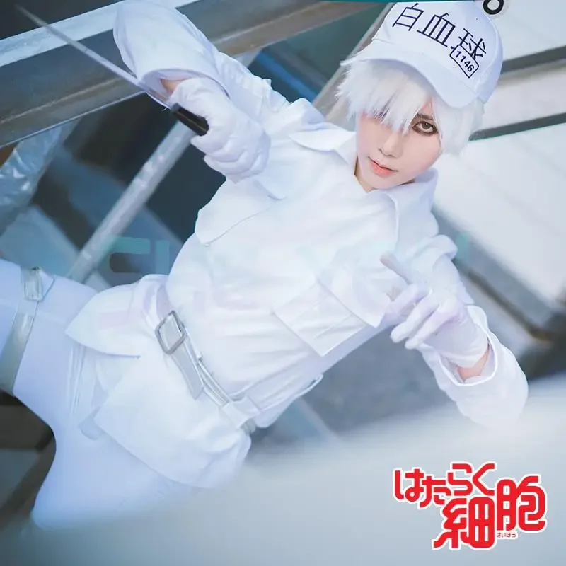 Cells At Work Neutrophil Uniforms Hat Props Anime Hataraku Saibou White Blood Cell Outfits Cap Cosplay Costume Accessories