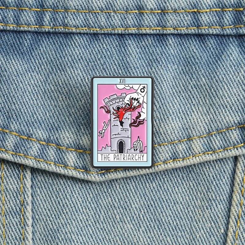 Destroy The Patriarchy Enamel Pins Tarot Card Brooches Lapel Badges Clothes Vintage Femininity Jewelry Gift for Friends