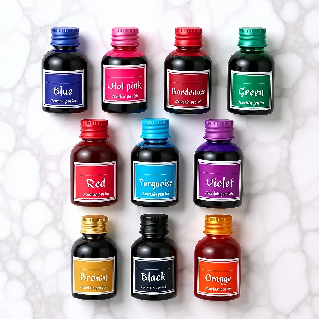 

10 Bottles Fast-Drying Calligraphy Ink Set Non-Carbon Fountain Pen Ink High Permeability Smooth Flow for Drawing Sketching