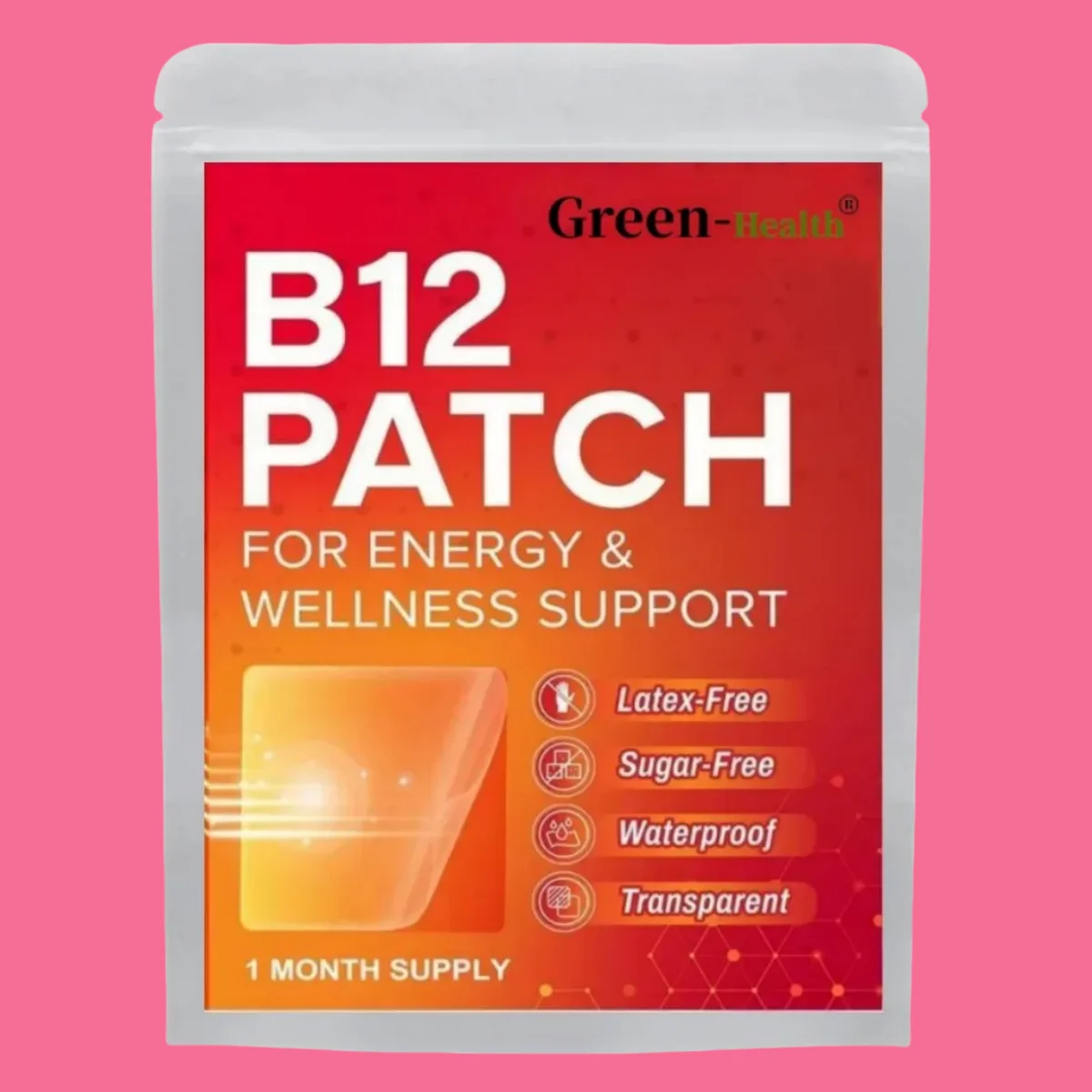 

B12 Patch ( Of 30), Transdermal Patches Daily B12 Patches, Self-adhesive Natural Blend Patches, 1 Month Supply