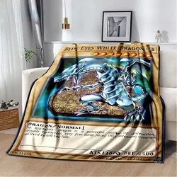 Anime Yu Gi Oh Card Throw Blanket Blue Eyes White Dragon Anime Cartoon Soft Plush Blanket Bedroom Bedspread Home Decor