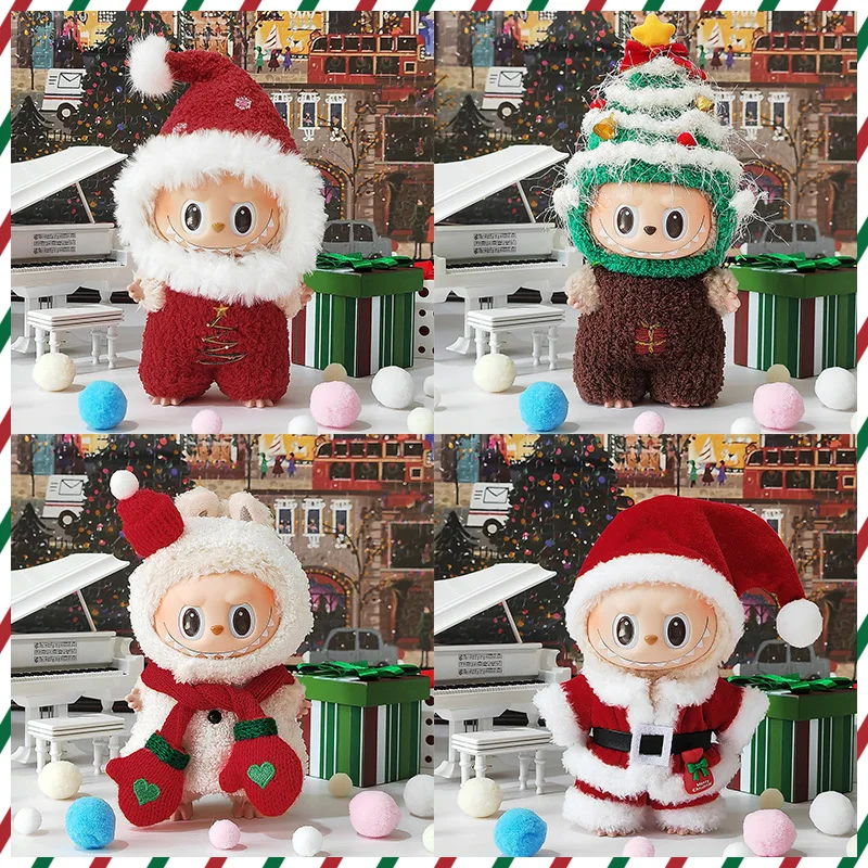 

For 15-17cm Labubu Doll Christmas Set New Year Decoration Clothes Outfits Cute Themed Santa and Snowman Costume Doll Accessories