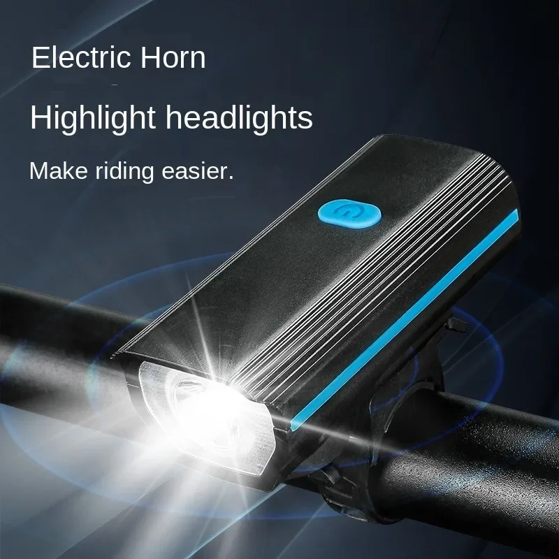 

Bicycle horn headlight night riding light bicycle mountain bike USB charging bright light headlight flashlight with horn light