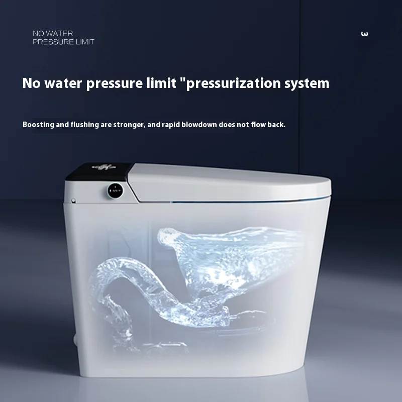 Auto Sensor Flush Smart Toilet One-Piece Intelligent WC Bidet Commode Bowl Floor Mounted with Remote Control and Seat Heating