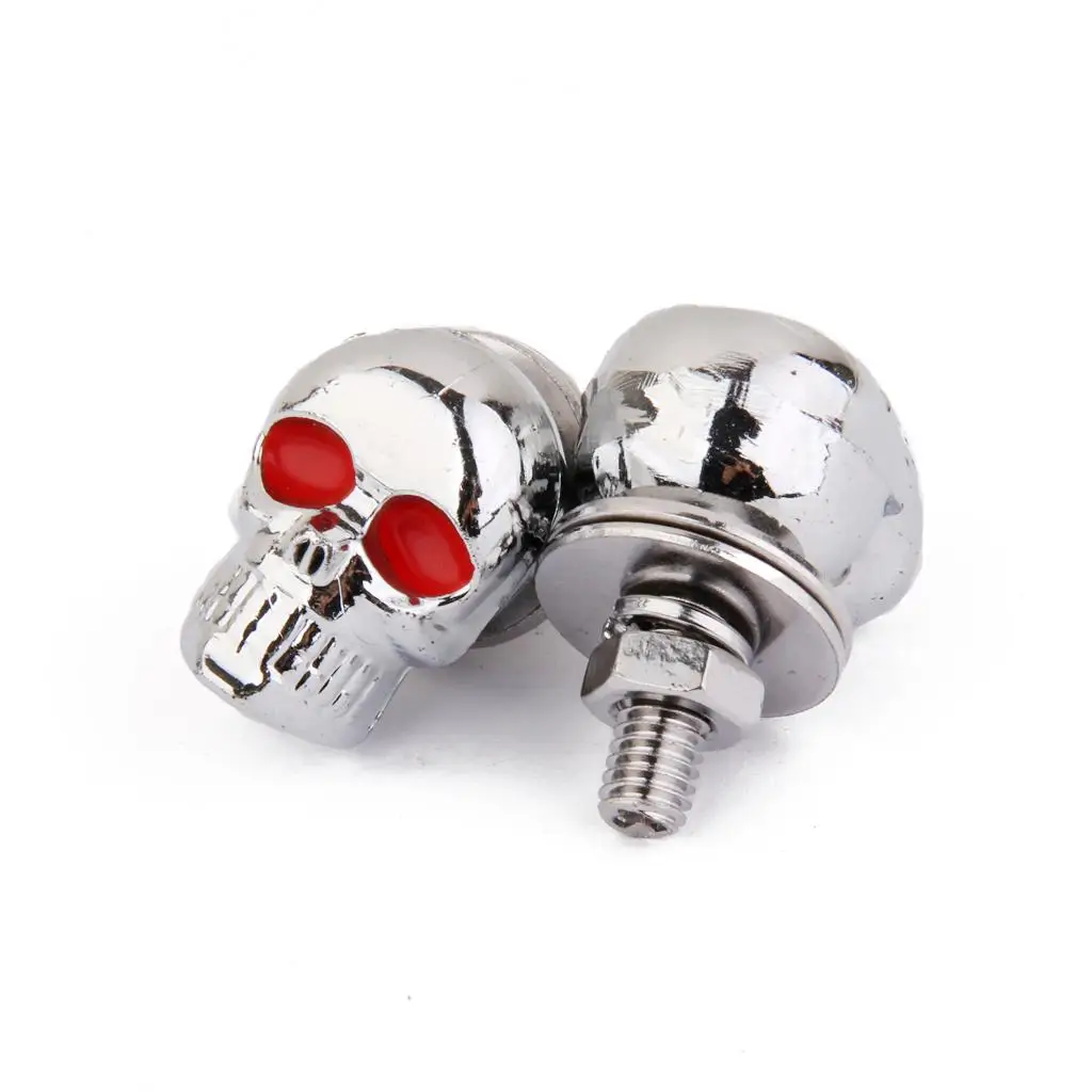 2pcs Car Skull License Plate Frame Bolts Screws Caps Fastener Car Skull Style Antirust Copper Core Tyre Tires Valve Stem Caps