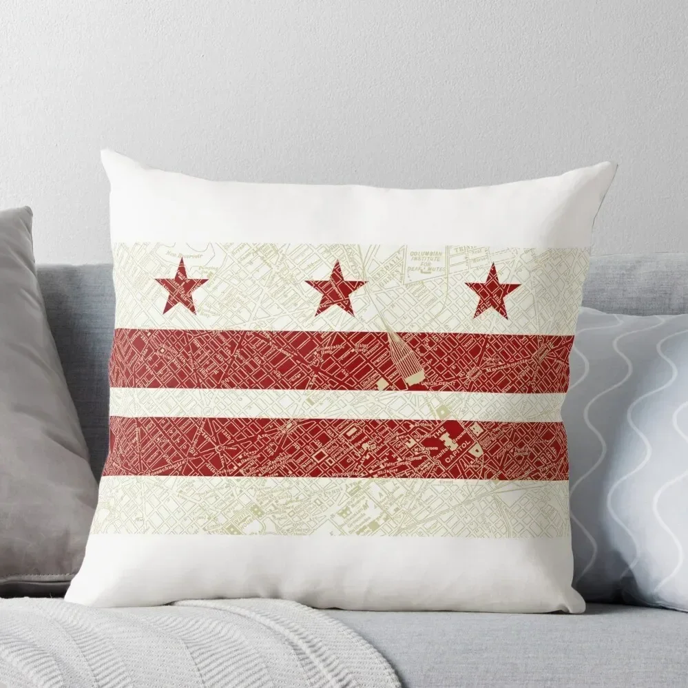 

Washington DC Flag w/ Vintage Map Throw Pillow Covers For Sofas Christmas Cushion For Home Pillowcases For Pillows pillow