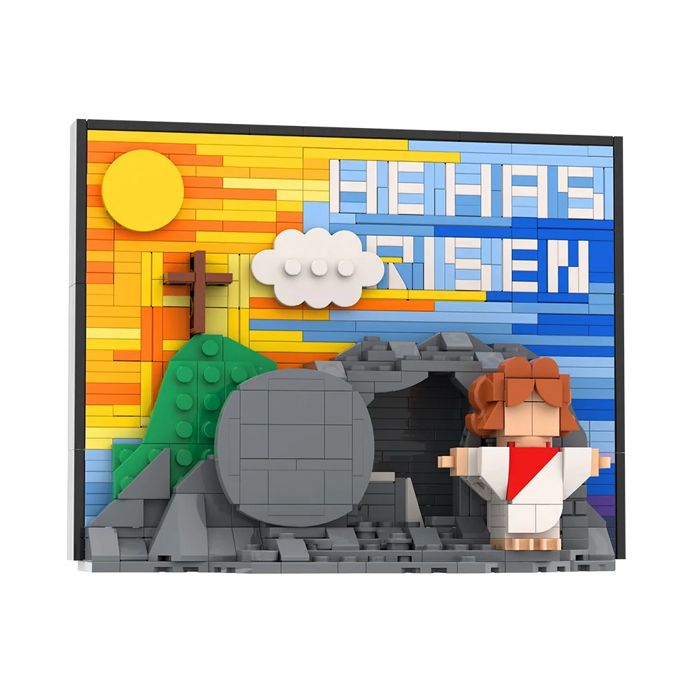 

MOC Иисус Воскрешение Brickhead Scene Edition Строительный комплект DIY Дизайн Шедевр Фигурка Кирпичная игрушка Подарок для взрослых