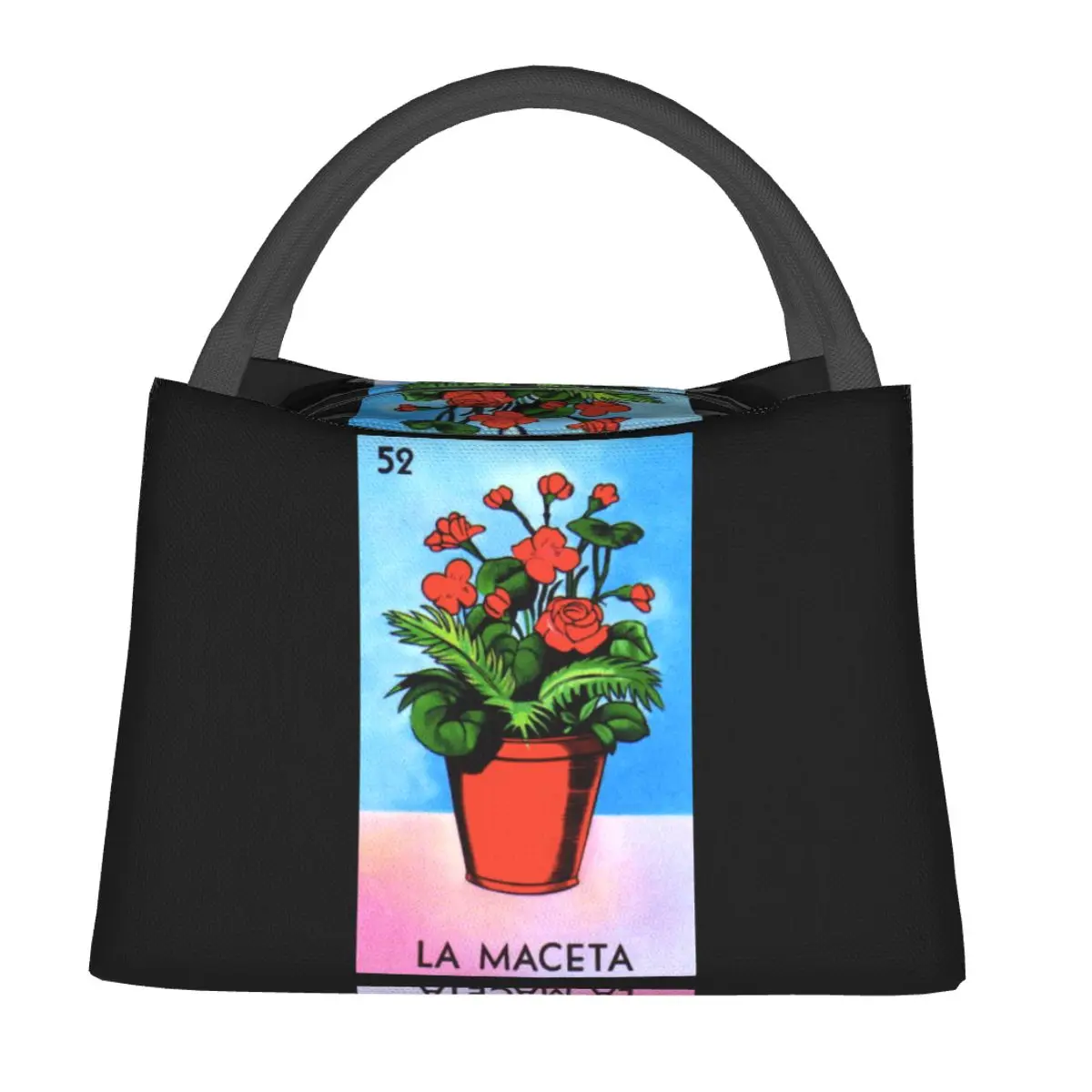 Mexican Loteria Lunch Bag Funny Game Office Lunch Box For Unisex Casual Print Thermal Tote Handbags Oxford Cooler Bag