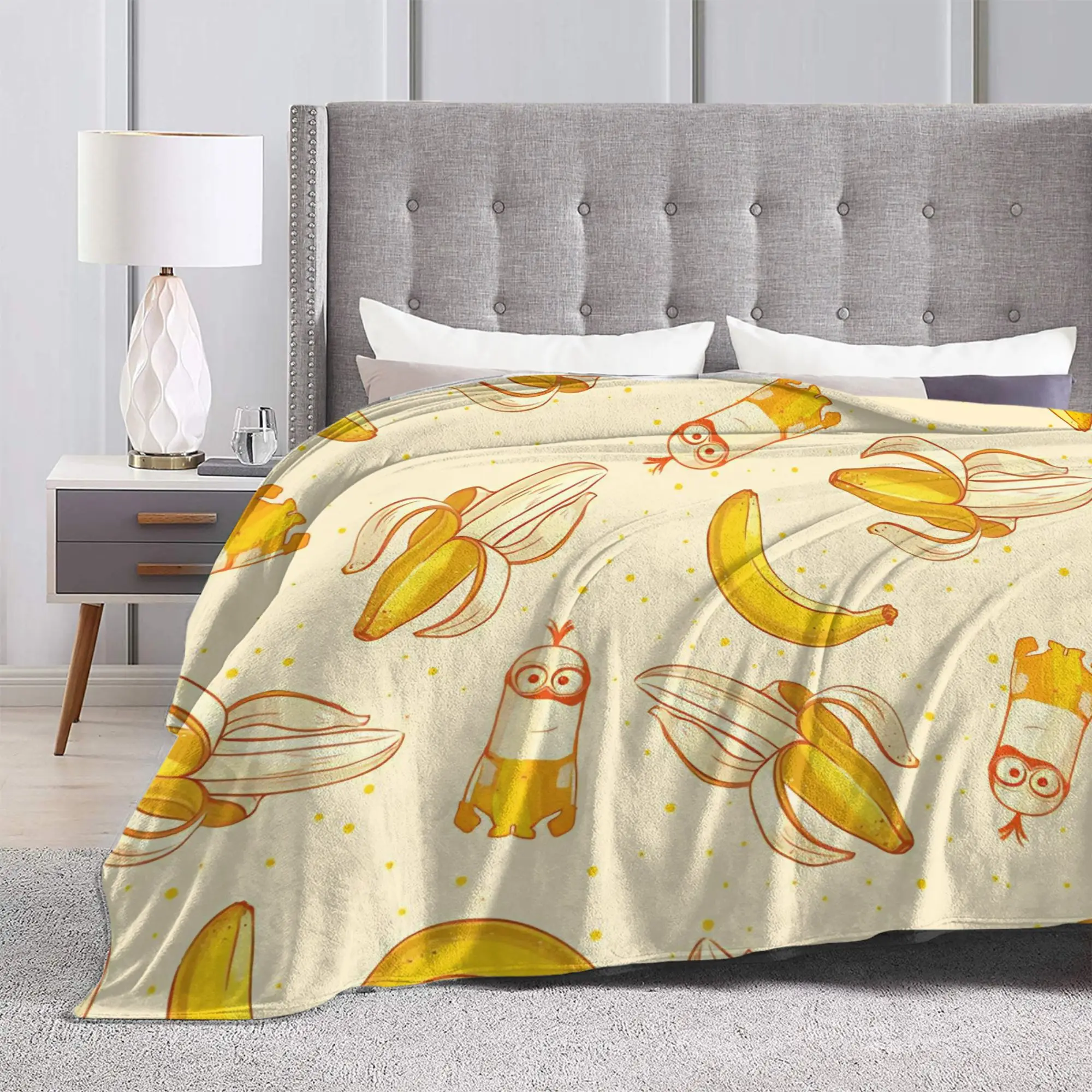 Banana Monkey Cute M-Minions-s Blankets Fleece Autumn  Portable Lightweight Thin Throw Blankets for Bedding Outdoor Bedspread