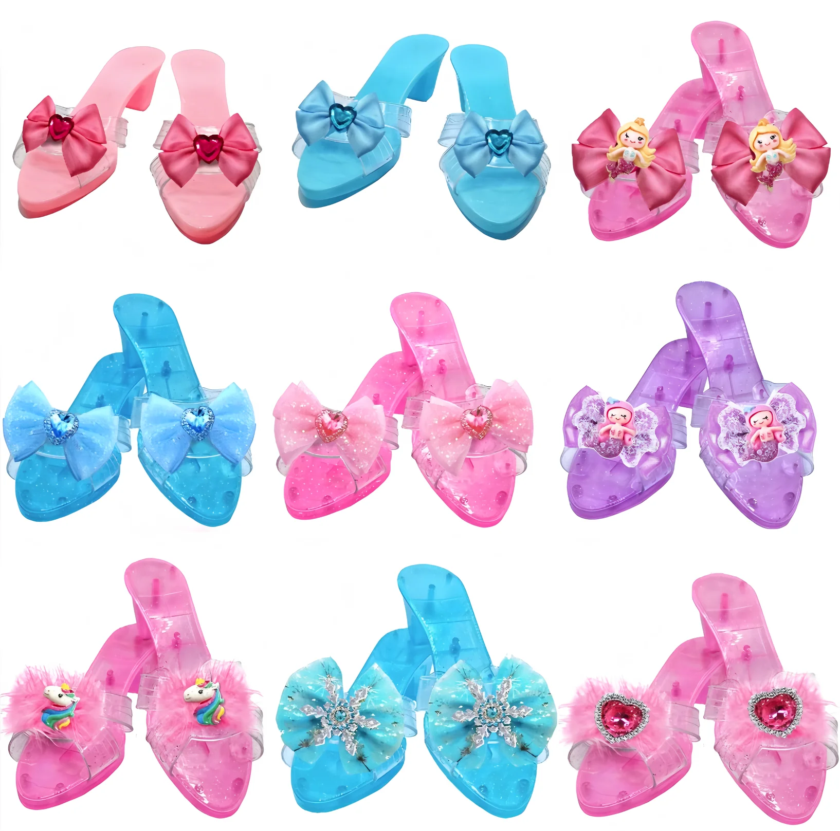 Girls Sparkle Princess Shoes | Non-toxic Antislip Role Play Heels for Girls | Kids Pretend Play Dress Up Toys (Pink/Purple/Blue)