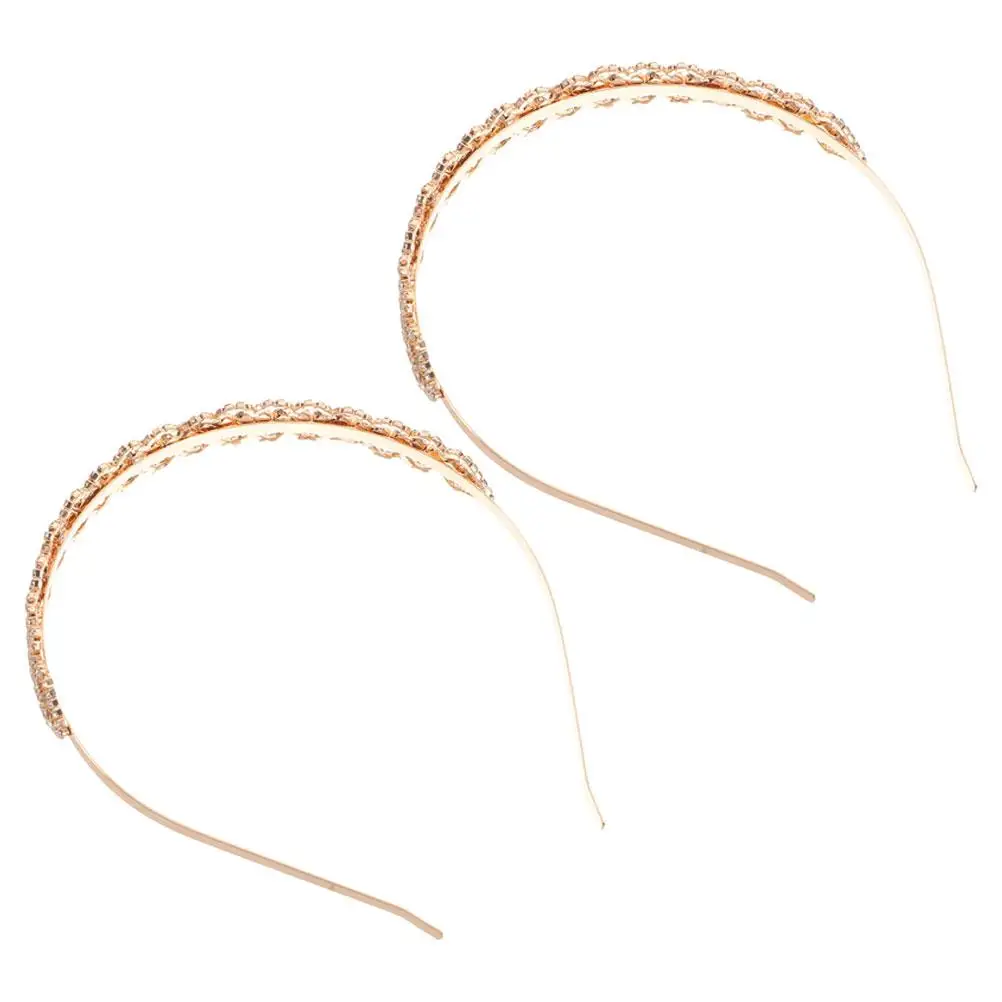 

2Pcs Rhinestone Headband Wedding Accessories Bridal Hair Decorations Durable Lightweight Women Hairstyle Special Occasions