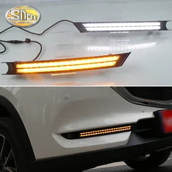 SNCN 2PCS LED Daytime Running Light For Mazda CX-5 CX5 2017 - 2020 Flowing Turn Signal Relay ABS 12V DRL Fog Lamp Decoration