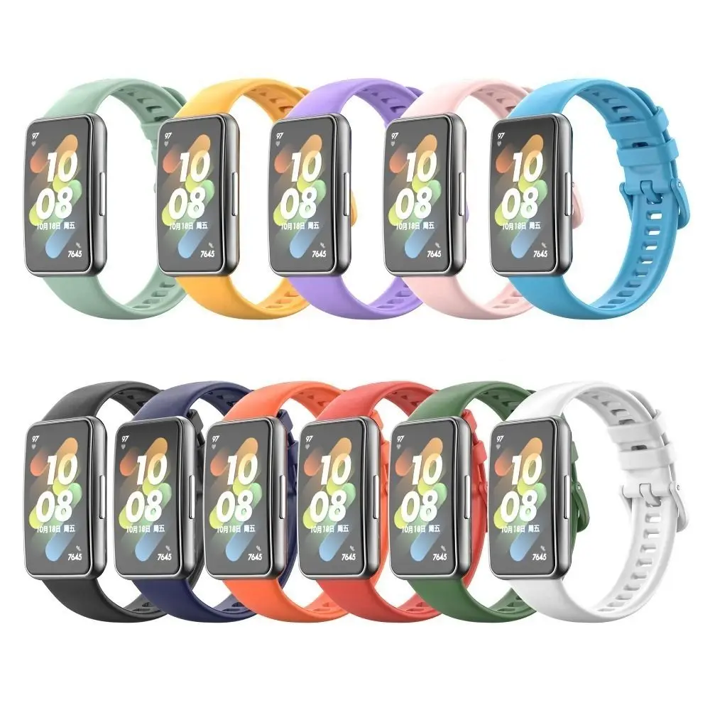 Silicone Watch Strap Replacement Plastic Adapter Bracelet Breathable Smart Watch Watchband for Huawei Band 7