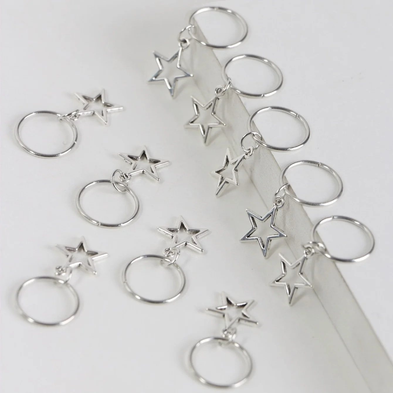 10 قطعة/المجموعة شكل نجمة حلقة الشعر المعدنية ، المجدل الخرز الشعر جديلة DIY قلادة إكسسوارات الشعر الأصفاد المعدنية الديكور/الإكسسوارات #6