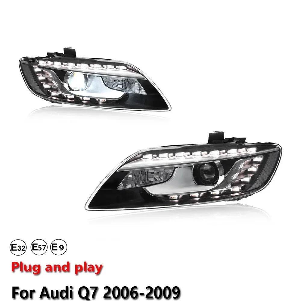 

KQX Car Accessories Lamp Headlight Light For Audi Q7 2006-2009 LED DRL Projector Front Headlamp Brake Turn Signal Lamp Plug And