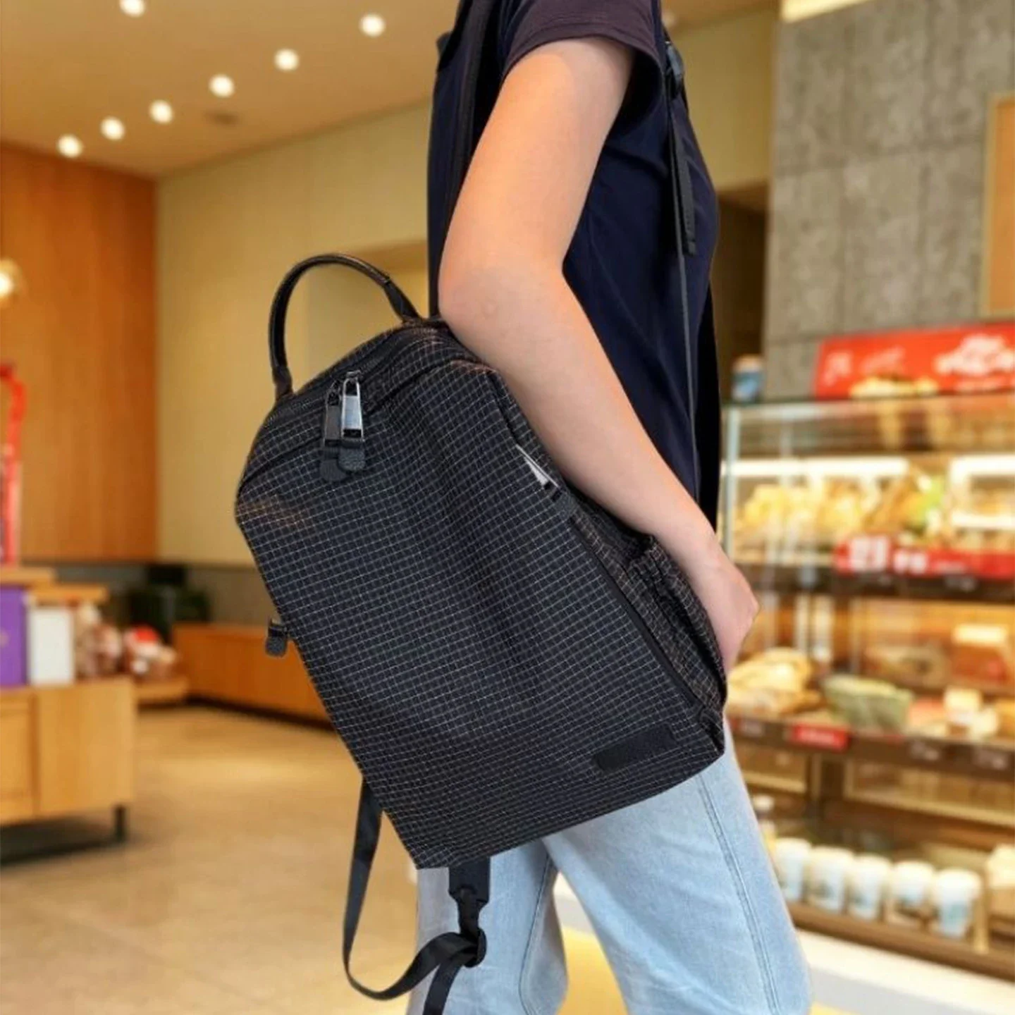 Fine Grid Oxford Fabric Lightweight Backpack Casual Rucksack Men Women Daily Commute Travel College School Bag Simple Daypack